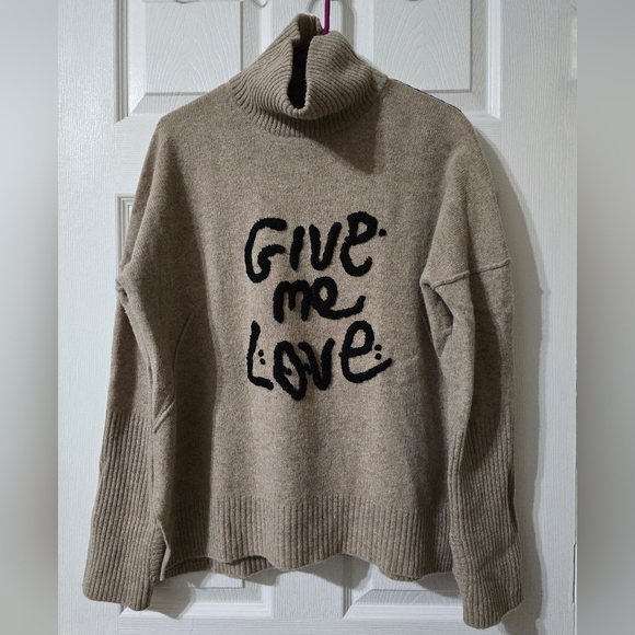 Zadig & Voltaire Alma Give Me Love Oversized Turtleneck Sweater, 100% Wool, EUC! - Picture 2 of 15
